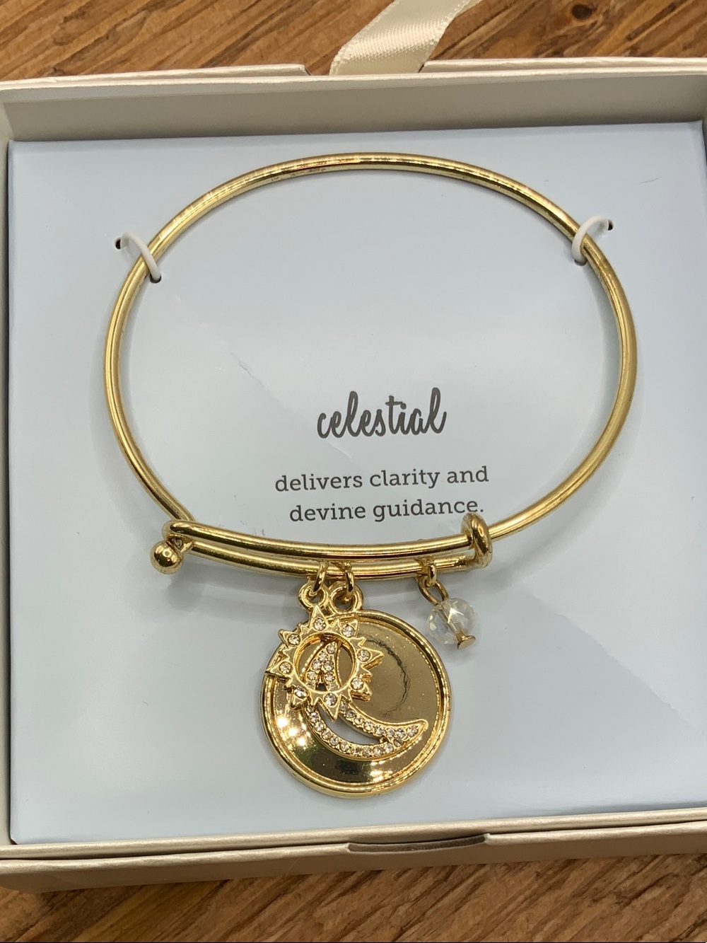 Sun & Moon Charm Gold-Tone Bangle Bracelet NIB